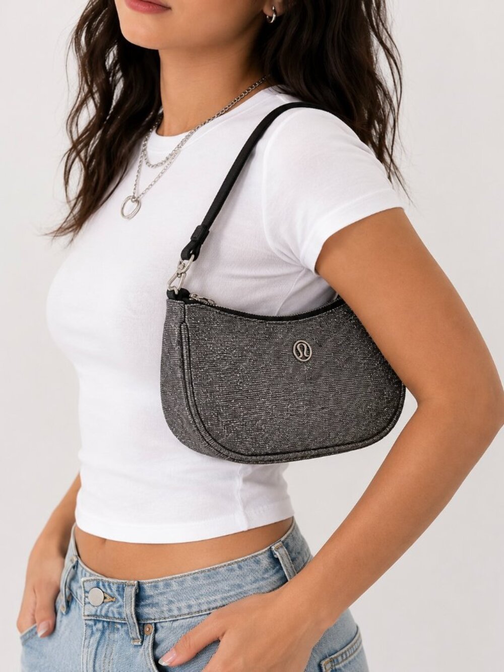 NWT Lululemon City Essentials Mini Shoulder Bag Glitter Silver Y2K 1L